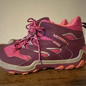 Merrell Chameleon Big kids size 4 waterproof hiking boots camping berry girls